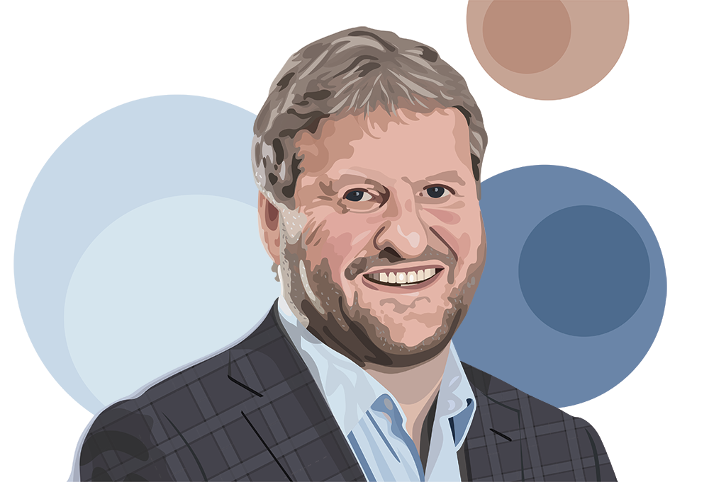 Illustrated headshot of Guy Chalkley