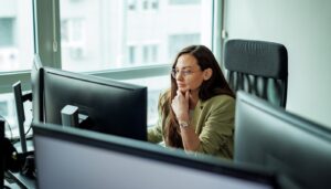 Woman looking at computer